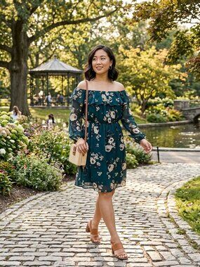 Torrid Size 1 Floral Chiffon Dress Off Shoulder Ruffle Semi Sheer Lined Boho